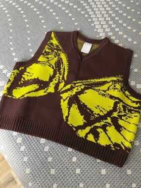 Women’s Brown & Yellow Butterfly Knit Vest